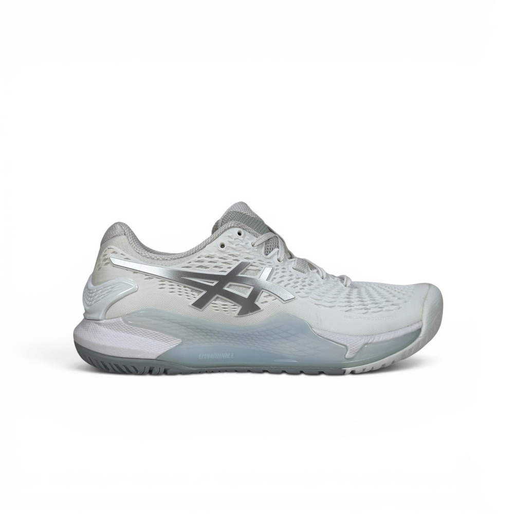 Asics Gel Resolution 9 Tennis Shoes Womens 7.5 White Pure Silver 1042A208-100